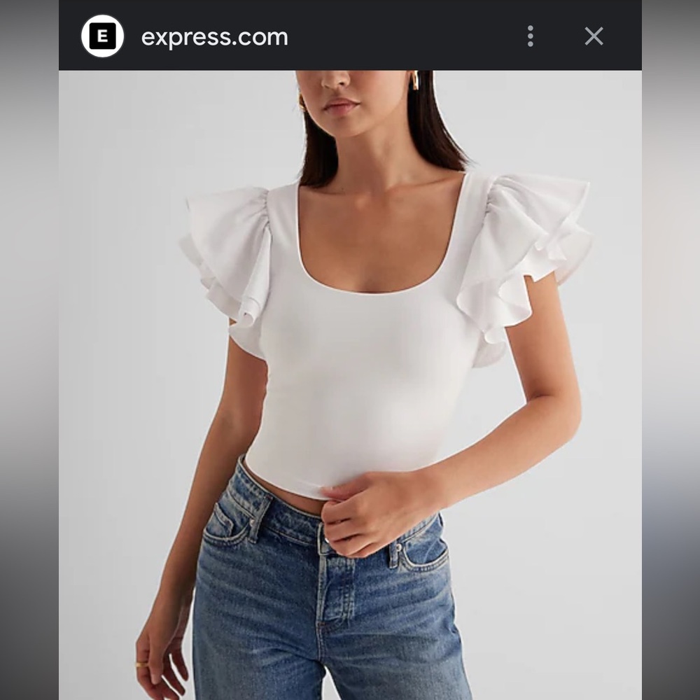 Express Elegant White Ruffle Blouse